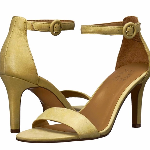 Naturalizer Kinsley Heeled Sandals in Tuscan Yellow Suede - Picture 2 of 10